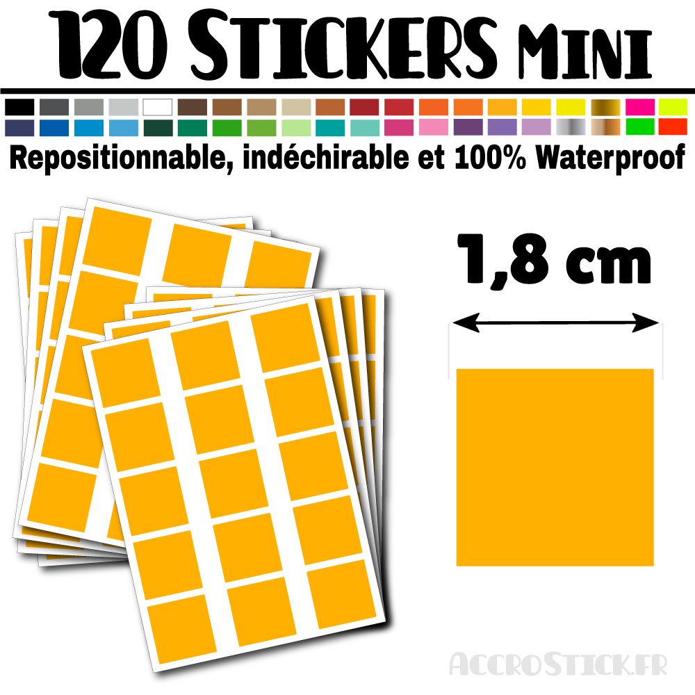 120 Carrés 1,8 cm - Stickers mini gommettes 120 Carrés 1,8 cm - Stickers mini gommettes