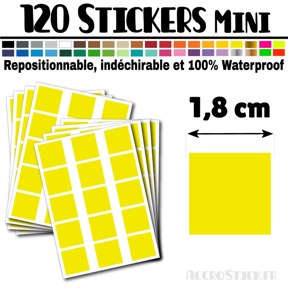 120 Carrés 1,8 cm - Stickers mini gommettes 120 Carrés 1,8 cm - Stickers mini gommettes