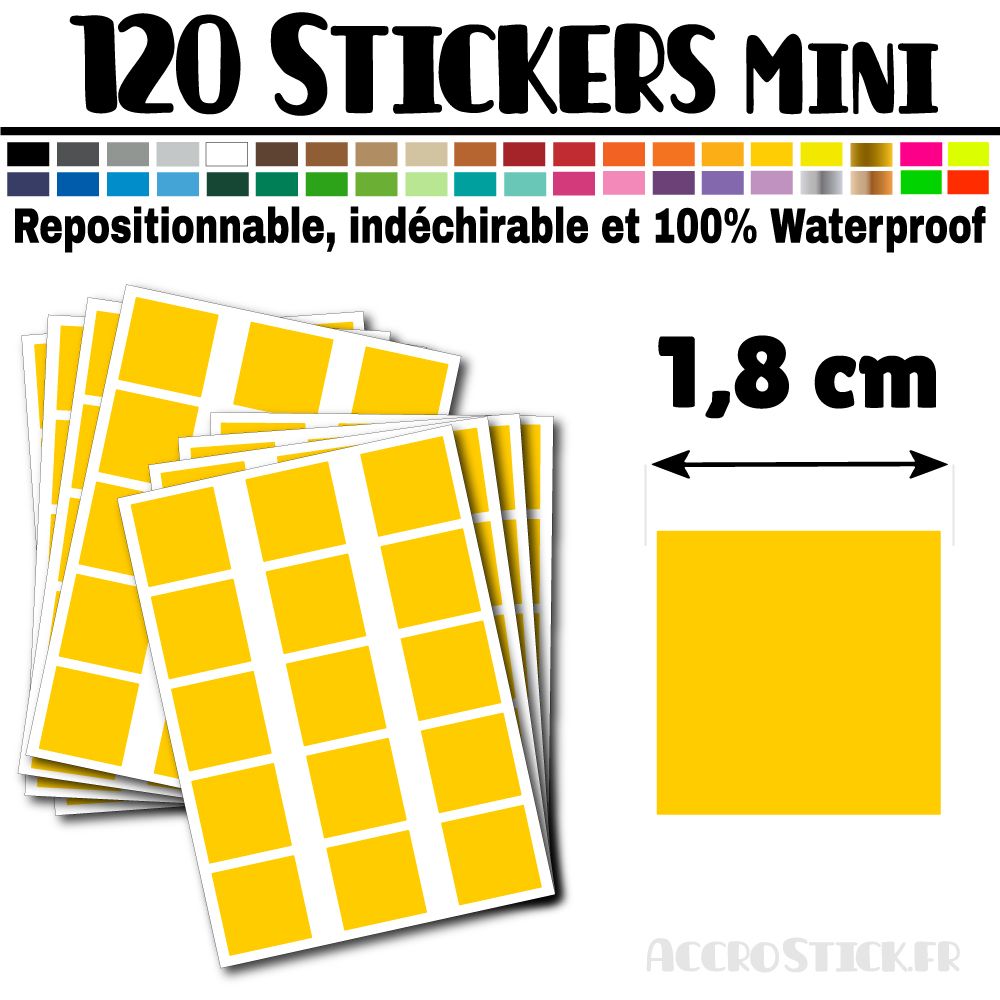 120 Carrés 1,8 cm - Stickers mini gommettes 120 Carrés 1,8 cm - Stickers mini gommettes