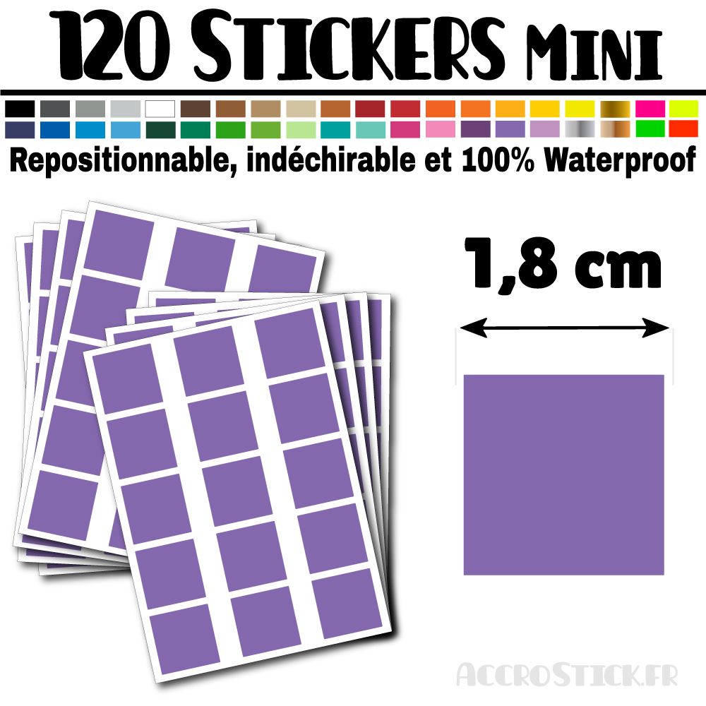 120 Carrés 1,8 cm - Stickers mini gommettes 120 Carrés 1,8 cm - Stickers mini gommettes