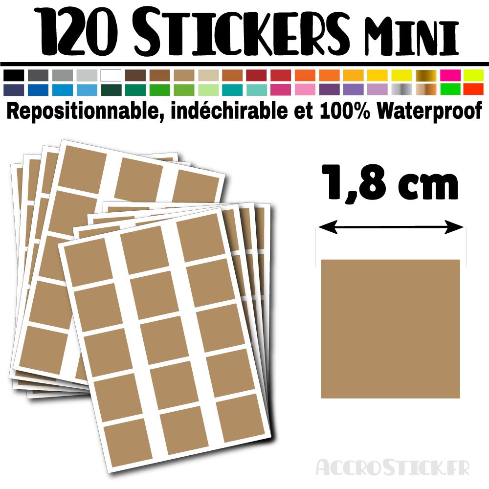 120 Carrés 1,8 cm - Stickers mini gommettes 120 Carrés 1,8 cm - Stickers mini gommettes