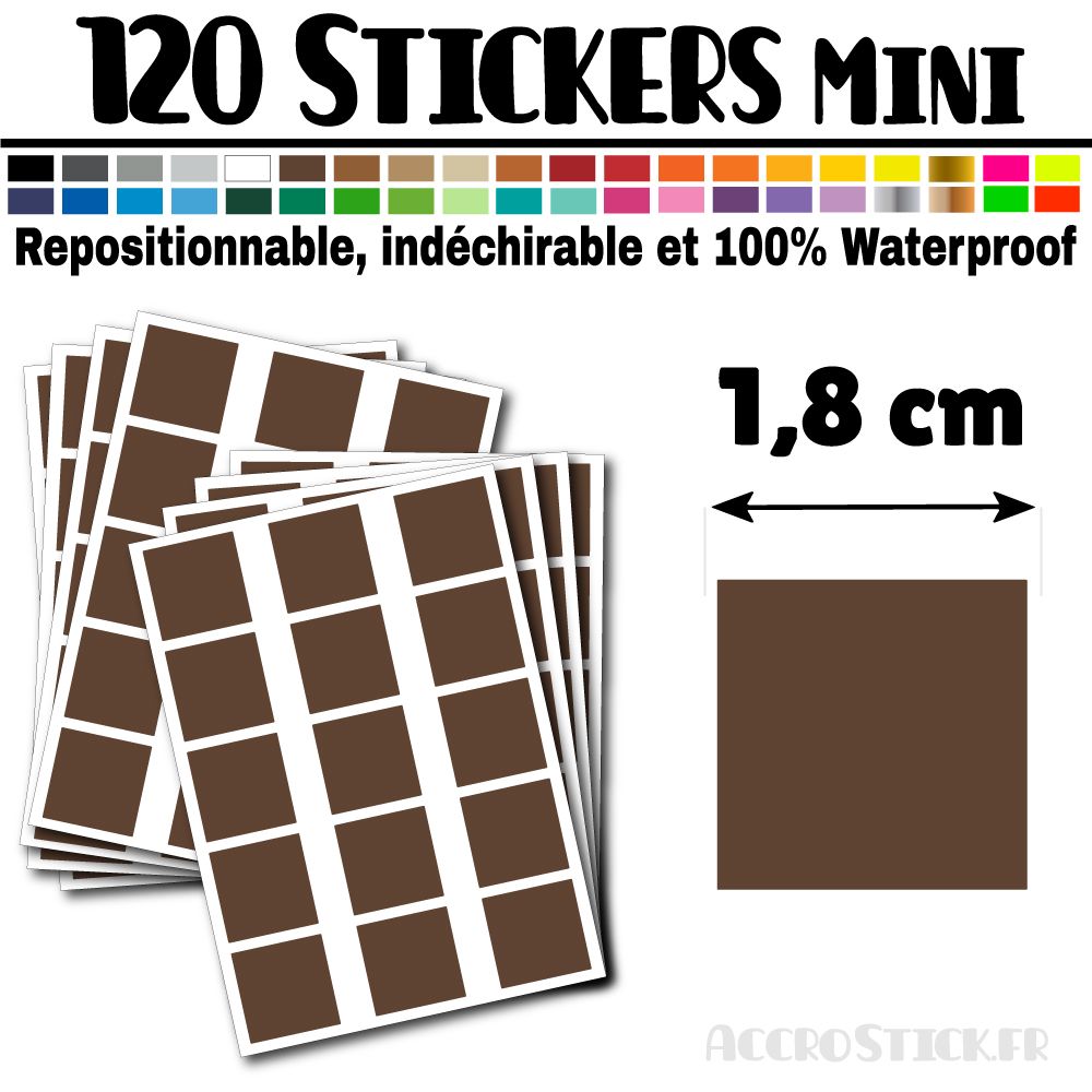 120 Carrés 1,8 cm - Stickers mini gommettes 120 Carrés 1,8 cm - Stickers mini gommettes