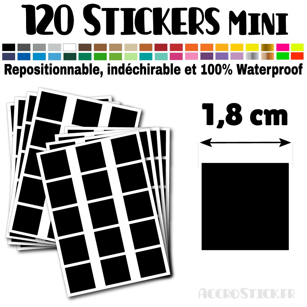 120 Carrés 1,8 cm - Stickers mini gommettes