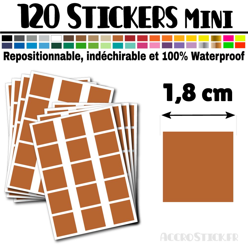 120 Carrés 1,8 cm - Stickers mini gommettes 120 Carrés 1,8 cm - Stickers mini gommettes