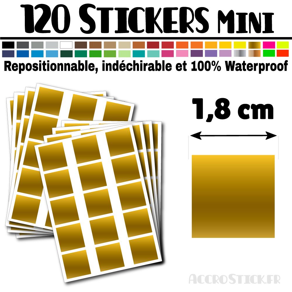 120 Carrés 1,8 cm - Stickers mini gommettes 120 Carrés 1,8 cm - Stickers mini gommettes