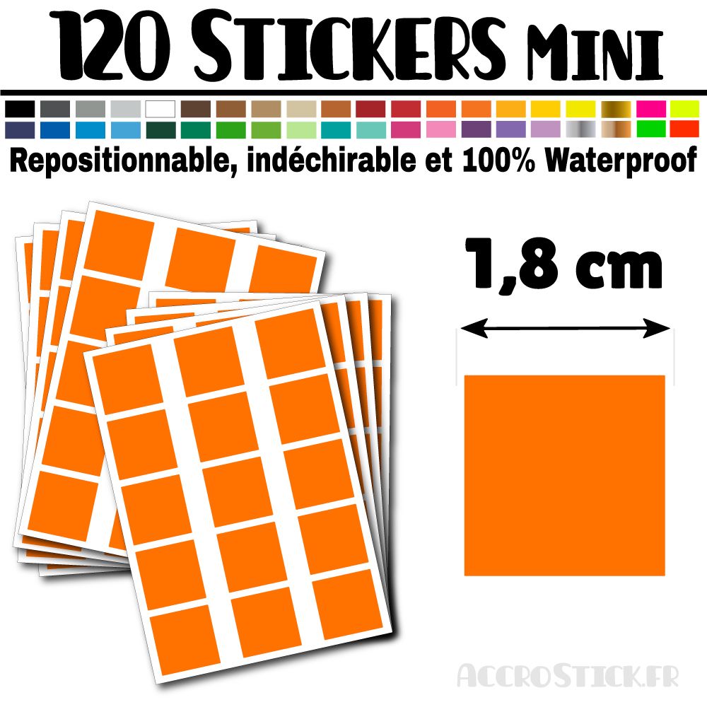 120 Carrés 1,8 cm - Stickers mini gommettes 120 Carrés 1,8 cm - Stickers mini gommettes