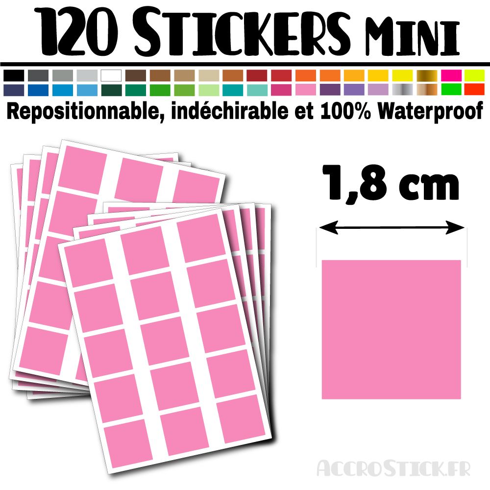 120 Carrés 1,8 cm - Stickers mini gommettes 120 Carrés 1,8 cm - Stickers mini gommettes