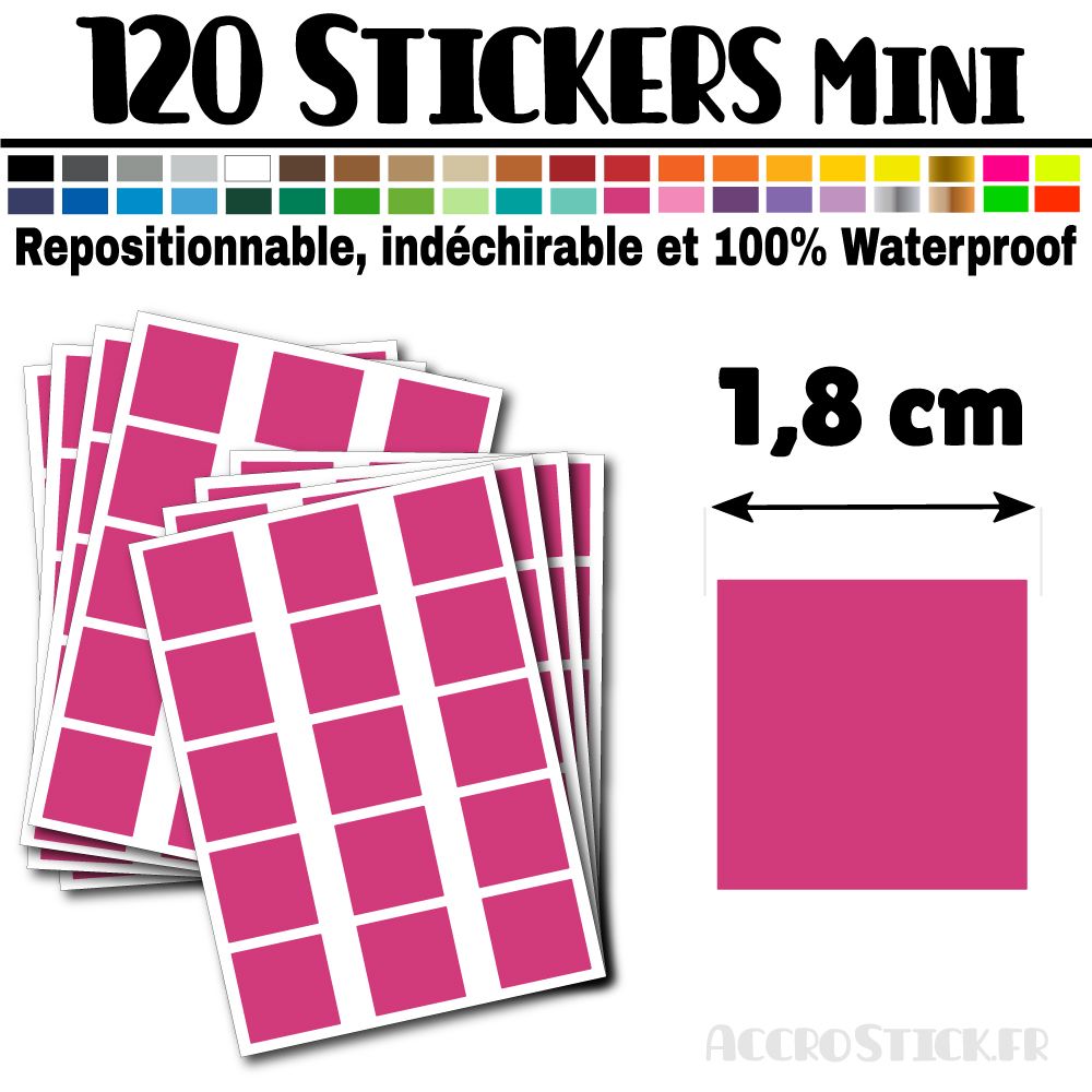 120 Carrés 1,8 cm - Stickers mini gommettes 120 Carrés 1,8 cm - Stickers mini gommettes