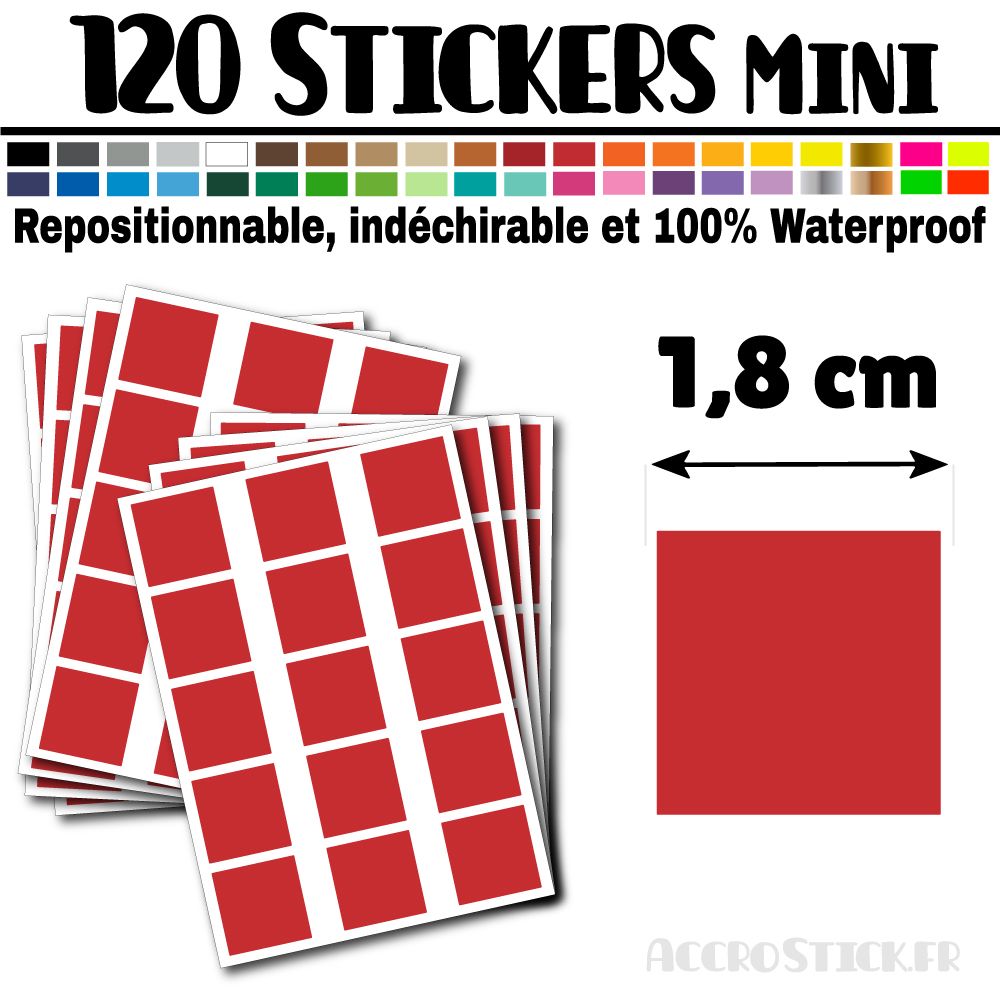 120 Carrés 1,8 cm - Stickers mini gommettes 120 Carrés 1,8 cm - Stickers mini gommettes