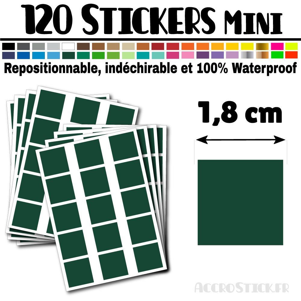 120 Carrés 1,8 cm - Stickers mini gommettes 120 Carrés 1,8 cm - Stickers mini gommettes