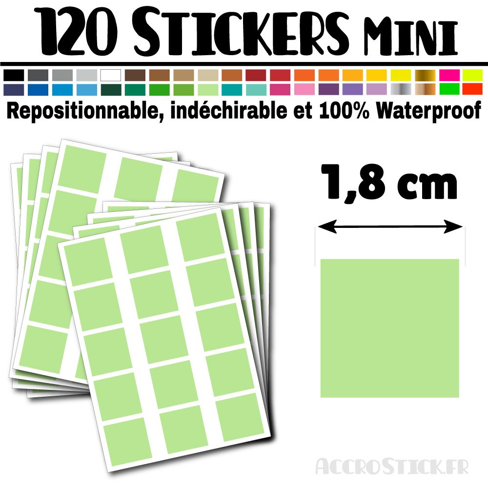 120 Carrés 1,8 cm - Stickers mini gommettes 120 Carrés 1,8 cm - Stickers mini gommettes