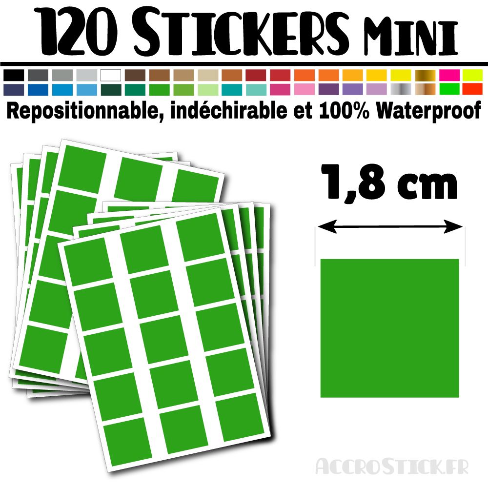 120 Carrés 1,8 cm - Stickers mini gommettes 120 Carrés 1,8 cm - Stickers mini gommettes