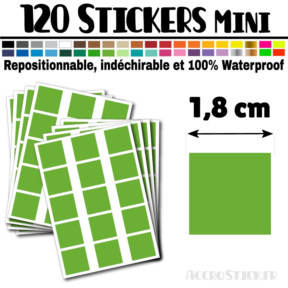 120 Carrés 1,8 cm - Stickers mini gommettes 120 Carrés 1,8 cm - Stickers mini gommettes