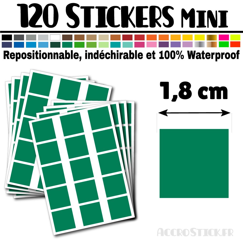 120 Carrés 1,8 cm - Stickers mini gommettes 120 Carrés 1,8 cm - Stickers mini gommettes