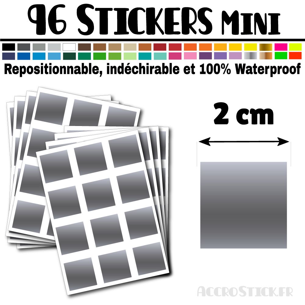 96 Carrés 2 cm - Stickers mini gommettes 96 Carrés 2 cm - Stickers mini gommettes