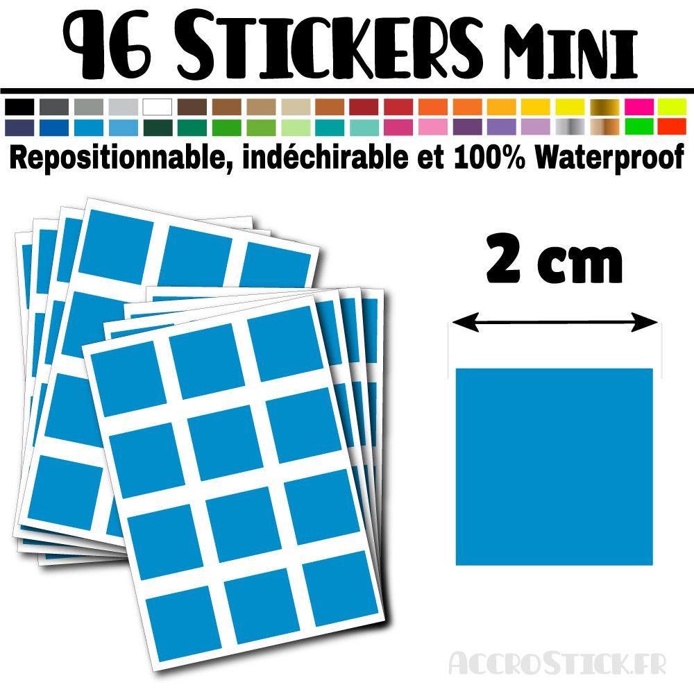 96 Carrés 2 cm - Stickers mini gommettes 96 Carrés 2 cm - Stickers mini gommettes