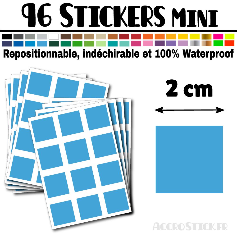 96 Carrés 2 cm - Stickers mini gommettes 96 Carrés 2 cm - Stickers mini gommettes