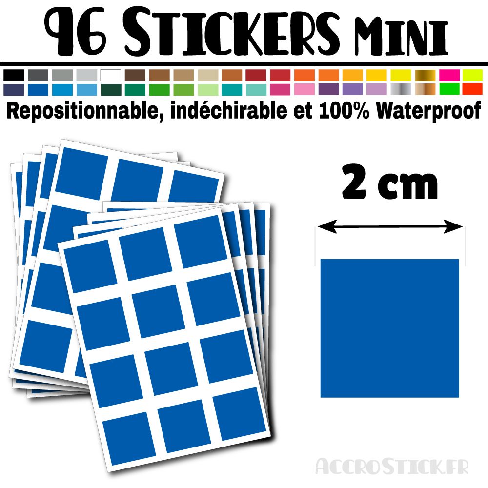 96 Carrés 2 cm - Stickers mini gommettes 96 Carrés 2 cm - Stickers mini gommettes