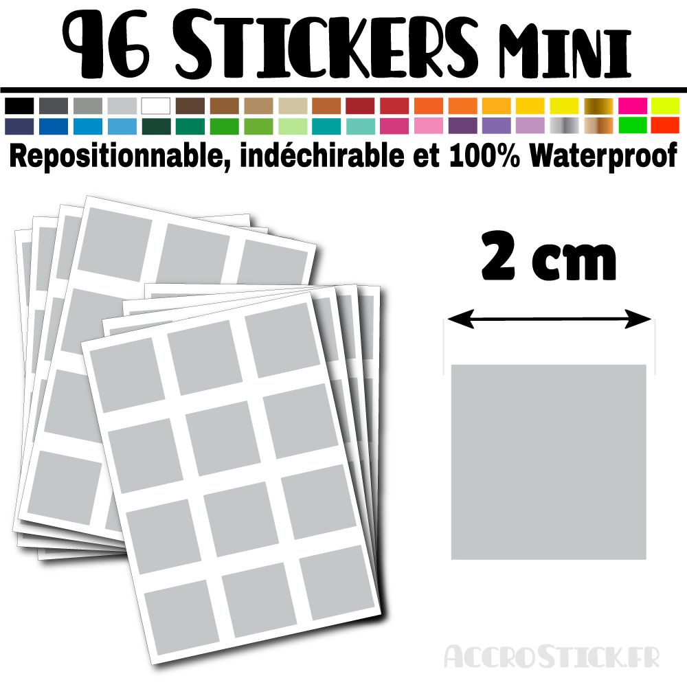 96 Carrés 2 cm - Stickers mini gommettes 96 Carrés 2 cm - Stickers mini gommettes
