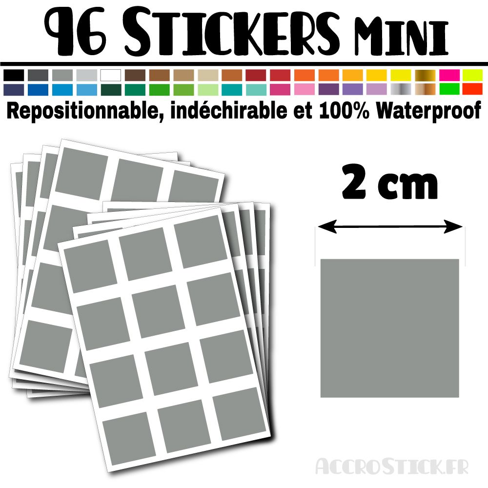96 Carrés 2 cm - Stickers mini gommettes 96 Carrés 2 cm - Stickers mini gommettes