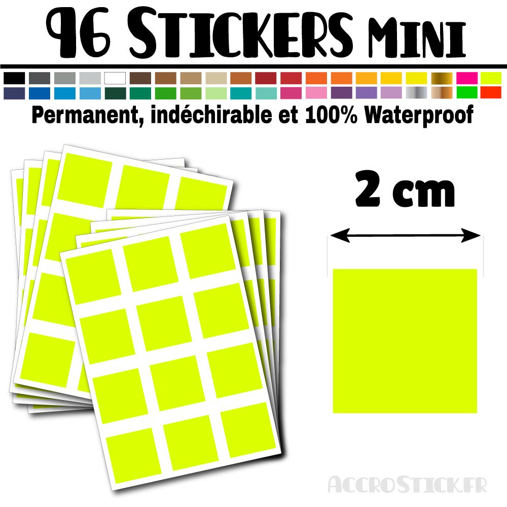 96 Carrés 2 cm - Stickers mini gommettes 96 Carrés 2 cm - Stickers mini gommettes