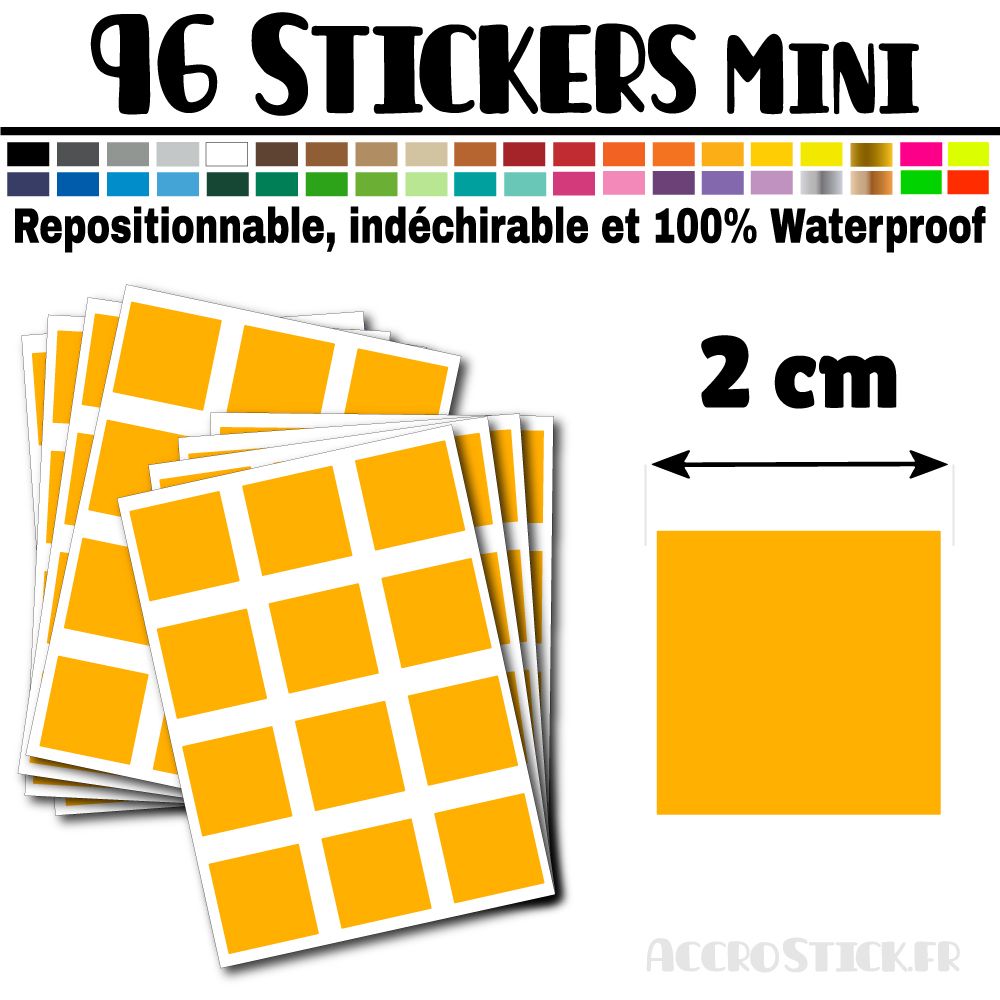 96 Carrés 2 cm - Stickers mini gommettes 96 Carrés 2 cm - Stickers mini gommettes