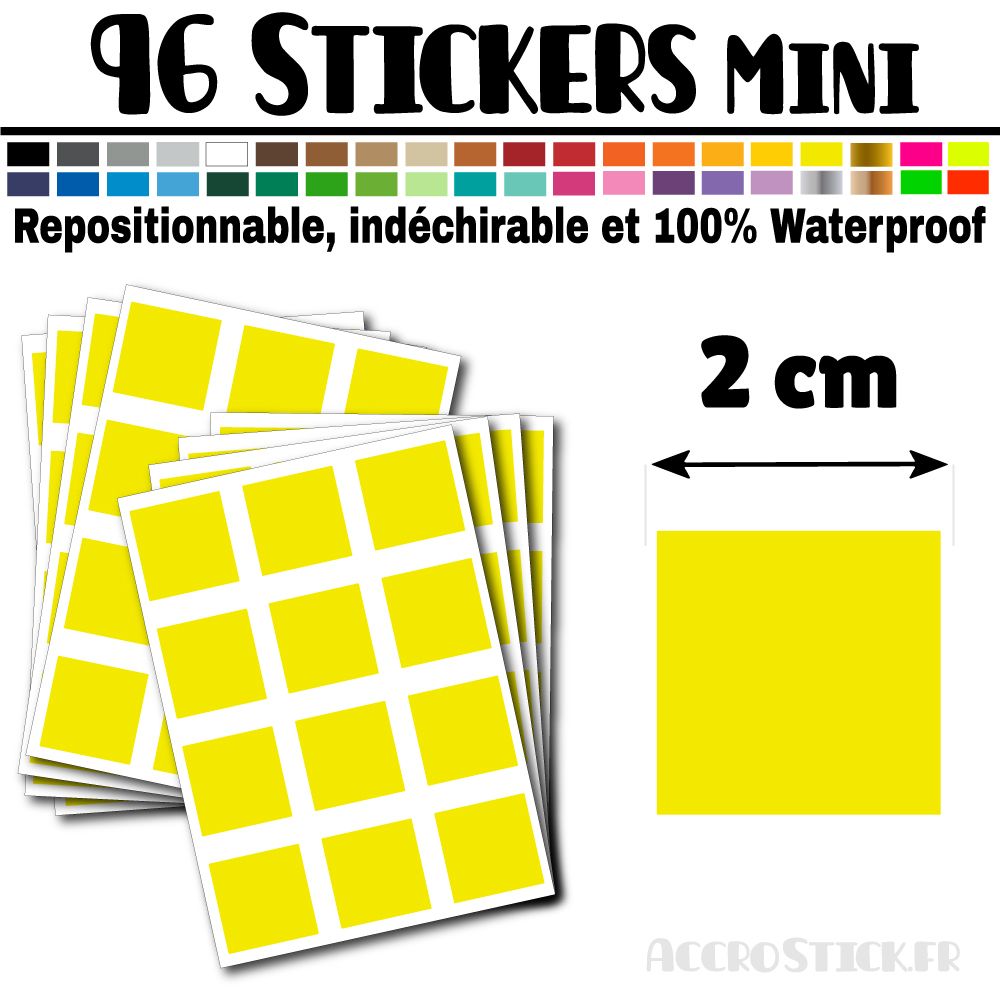 96 Carrés 2 cm - Stickers mini gommettes 96 Carrés 2 cm - Stickers mini gommettes