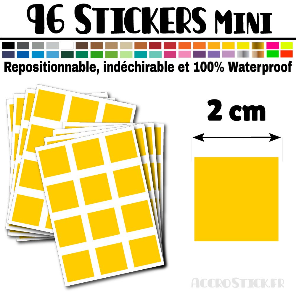 96 Carrés 2 cm - Stickers mini gommettes 96 Carrés 2 cm - Stickers mini gommettes