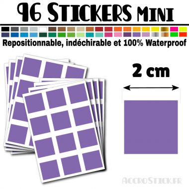 96 Carrés 2 cm - Stickers mini gommettes