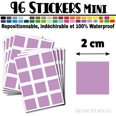 96 Carrés 2 cm - Stickers mini gommettes