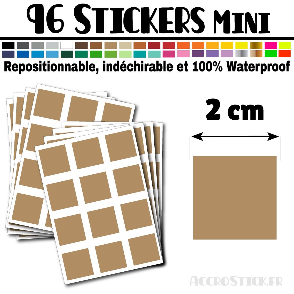 96 Carrés 2 cm - Stickers mini gommettes 96 Carrés 2 cm - Stickers mini gommettes