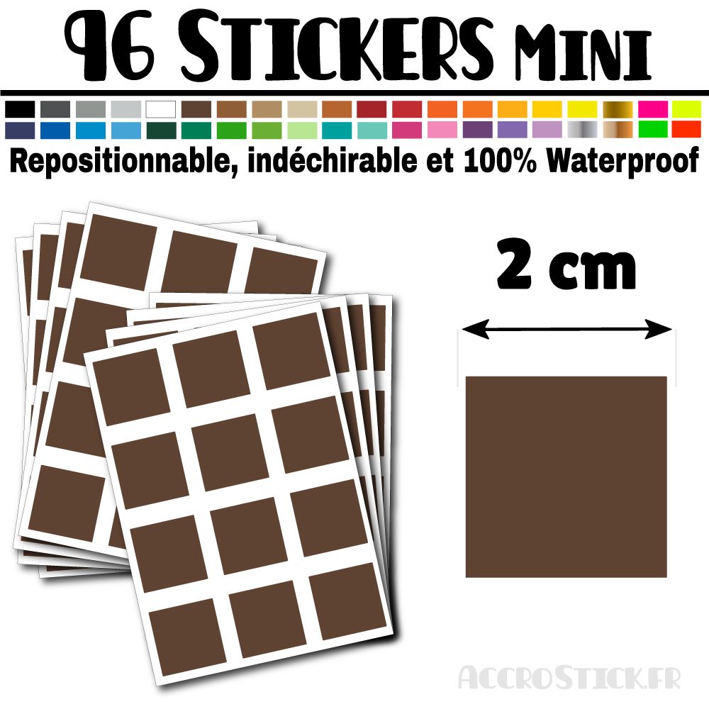 96 Carrés 2 cm - Stickers mini gommettes 96 Carrés 2 cm - Stickers mini gommettes