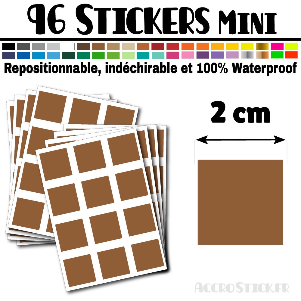 96 Carrés 2 cm - Stickers mini gommettes 96 Carrés 2 cm - Stickers mini gommettes