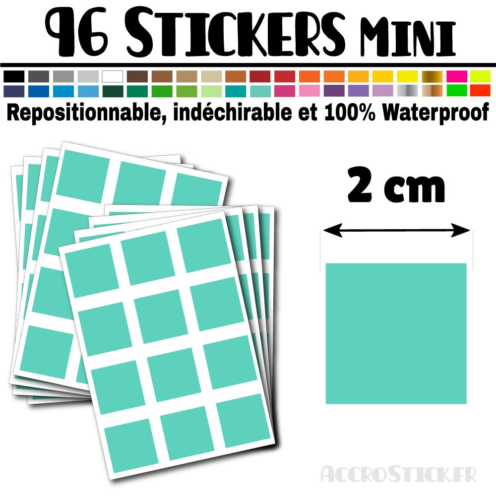 96 Carrés 2 cm - Stickers mini gommettes 96 Carrés 2 cm - Stickers mini gommettes