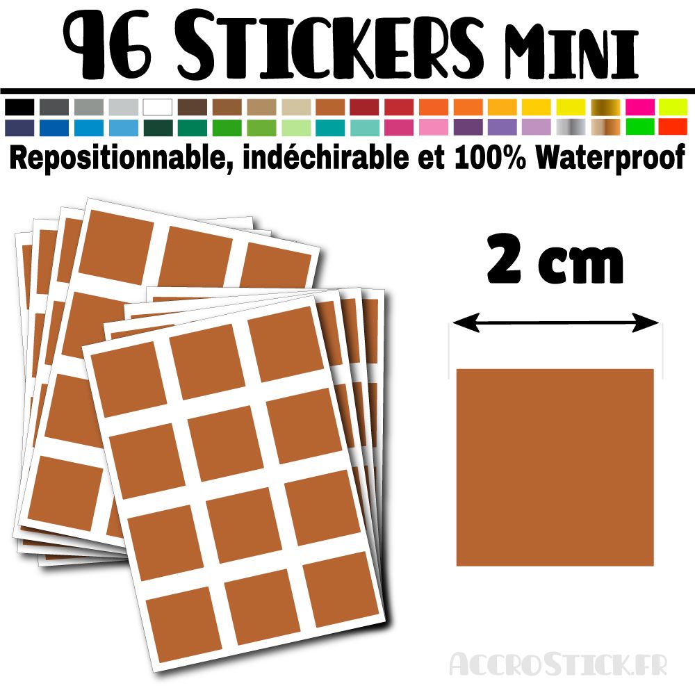 96 Carrés 2 cm - Stickers mini gommettes 96 Carrés 2 cm - Stickers mini gommettes