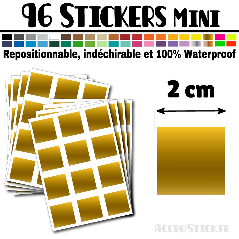 96 Carrés 2 cm - Stickers mini gommettes 96 Carrés 2 cm - Stickers mini gommettes