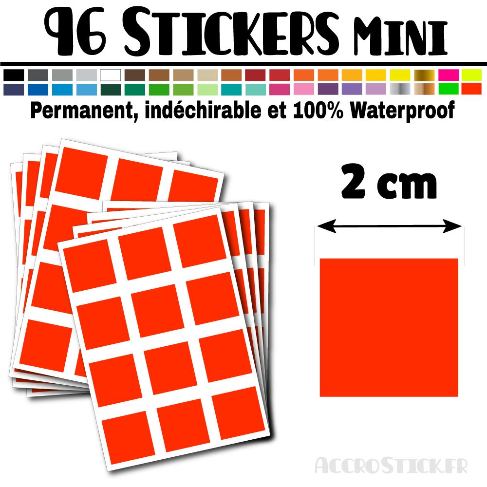 96 Carrés 2 cm - Stickers mini gommettes 96 Carrés 2 cm - Stickers mini gommettes
