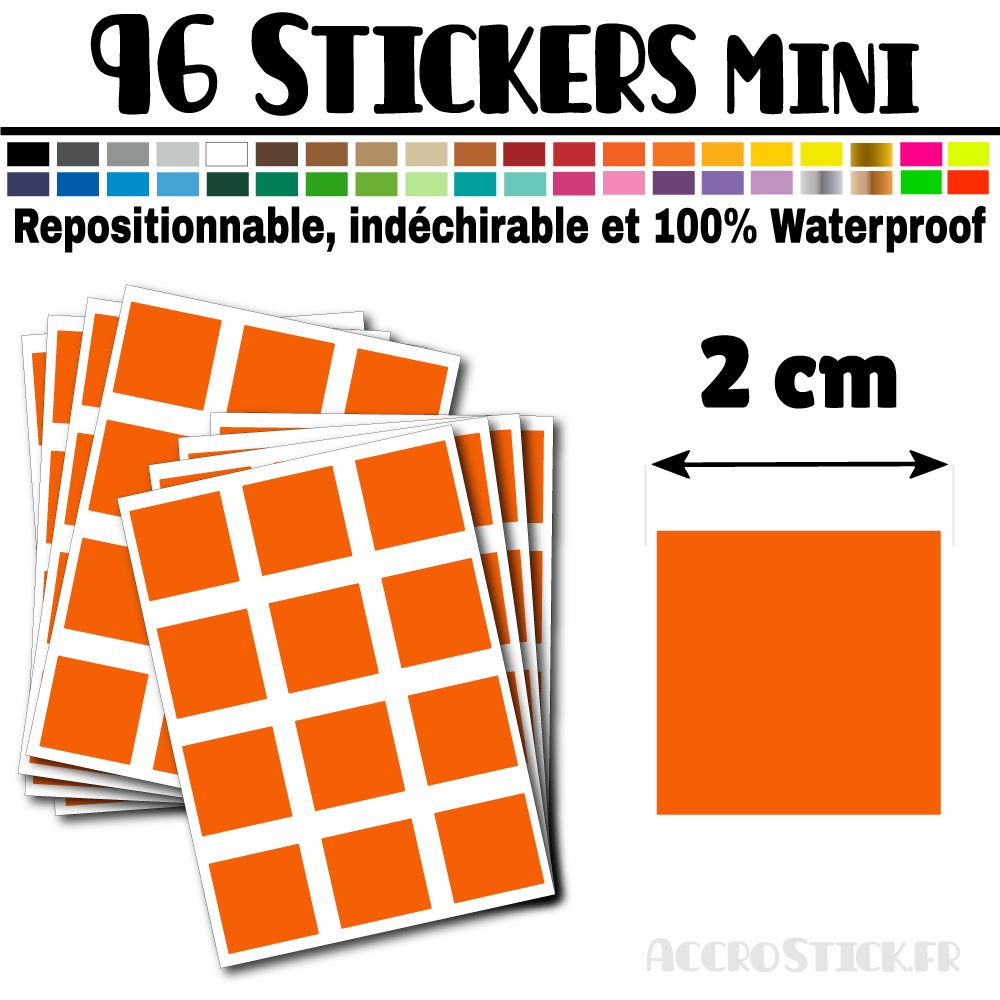 96 Carrés 2 cm - Stickers mini gommettes 96 Carrés 2 cm - Stickers mini gommettes