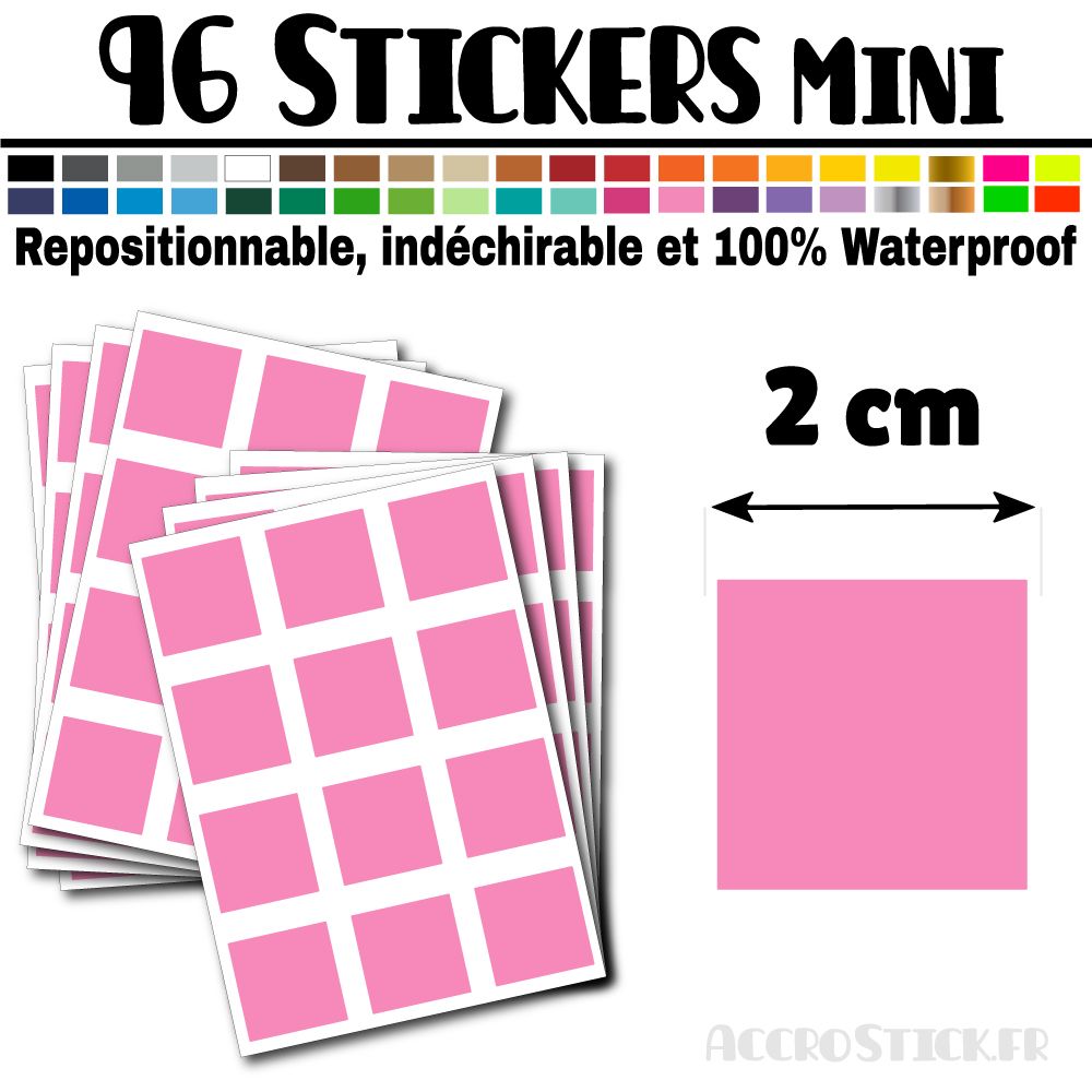 96 Carrés 2 cm - Stickers mini gommettes 96 Carrés 2 cm - Stickers mini gommettes
