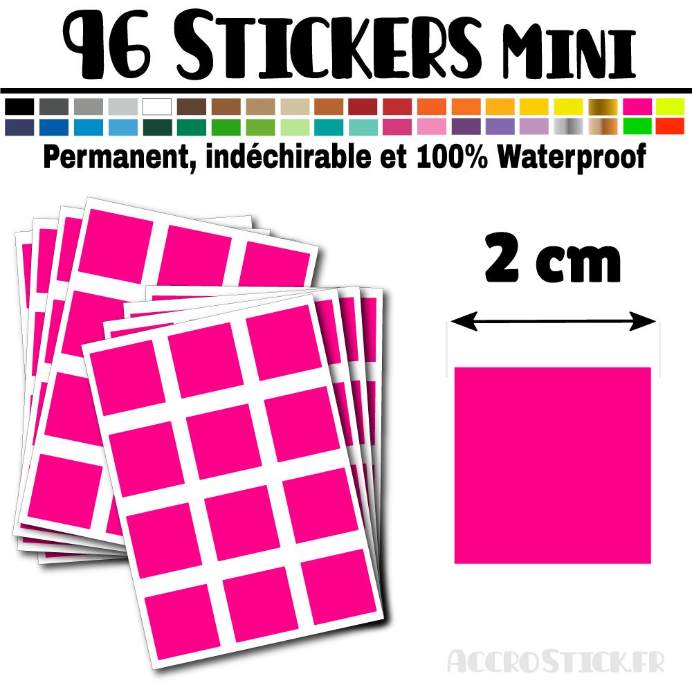 96 Carrés 2 cm - Stickers mini gommettes 96 Carrés 2 cm - Stickers mini gommettes