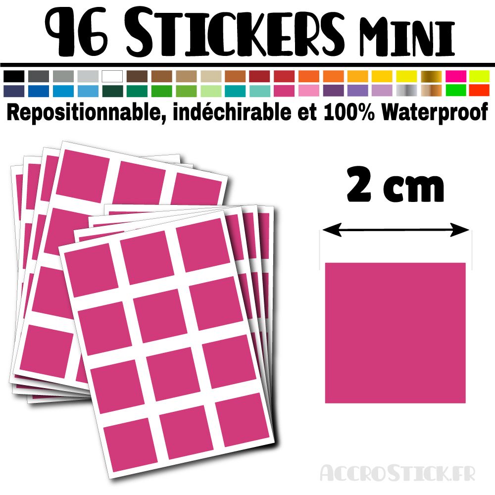 96 Carrés 2 cm - Stickers mini gommettes 96 Carrés 2 cm - Stickers mini gommettes