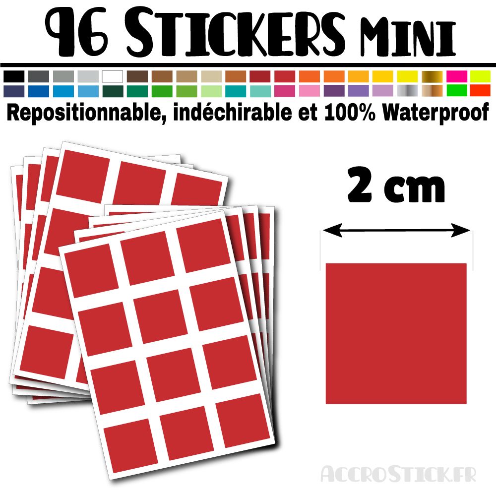 96 Carrés 2 cm - Stickers mini gommettes 96 Carrés 2 cm - Stickers mini gommettes