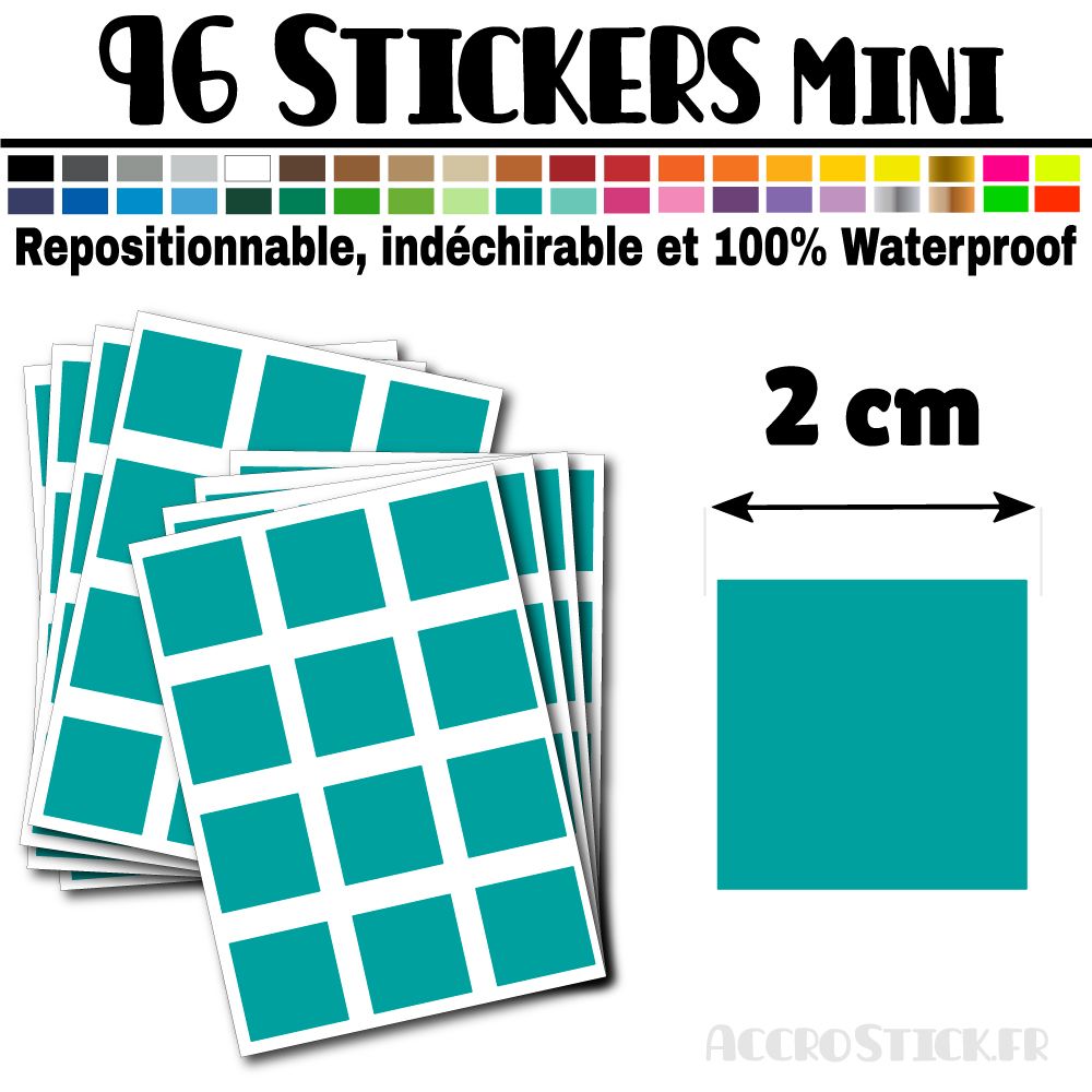 96 Carrés 2 cm - Stickers mini gommettes 96 Carrés 2 cm - Stickers mini gommettes
