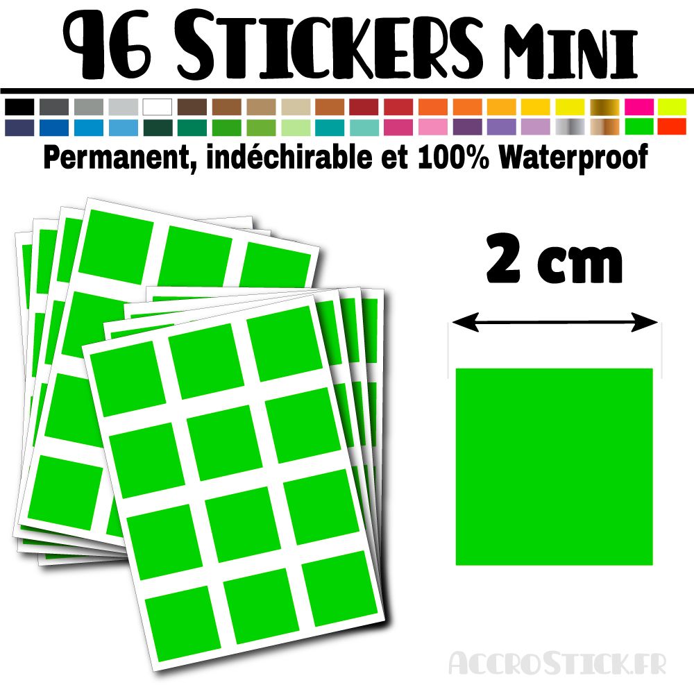 96 Carrés 2 cm - Stickers mini gommettes 96 Carrés 2 cm - Stickers mini gommettes