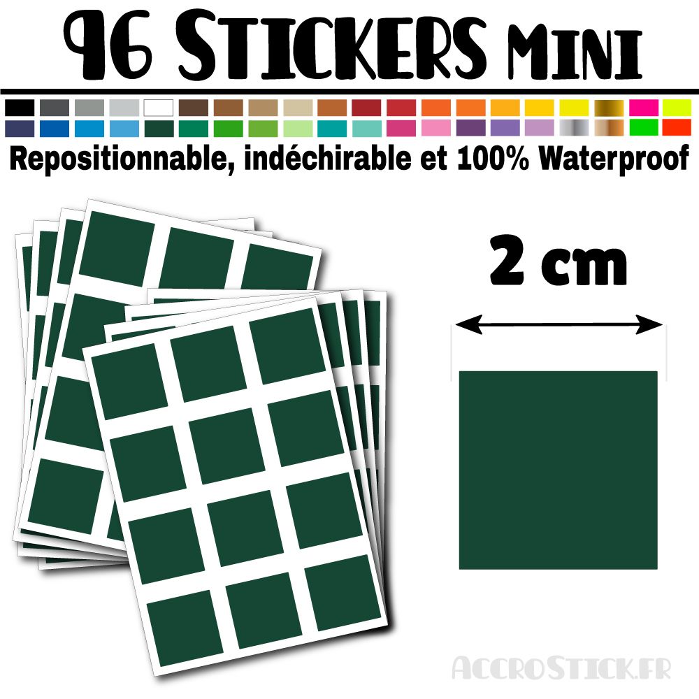 96 Carrés 2 cm - Stickers mini gommettes 96 Carrés 2 cm - Stickers mini gommettes