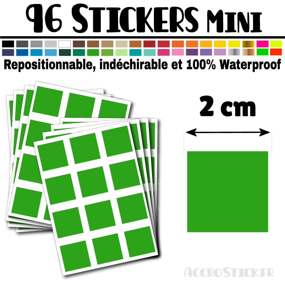96 Carrés 2 cm - Stickers mini gommettes 96 Carrés 2 cm - Stickers mini gommettes