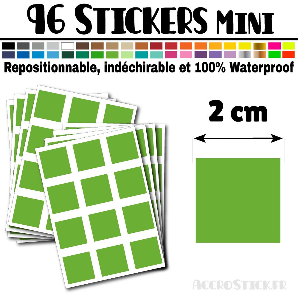 96 Carrés 2 cm - Stickers mini gommettes 96 Carrés 2 cm - Stickers mini gommettes