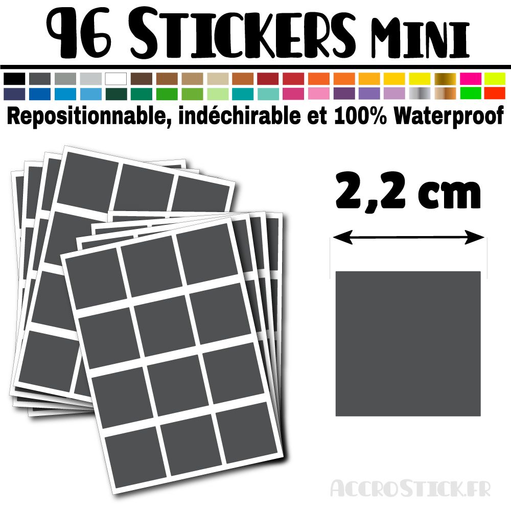 96 Carrés 2,2 cm - Stickers mini gommettes 96 Carrés 2,2 cm - Stickers mini gommettes