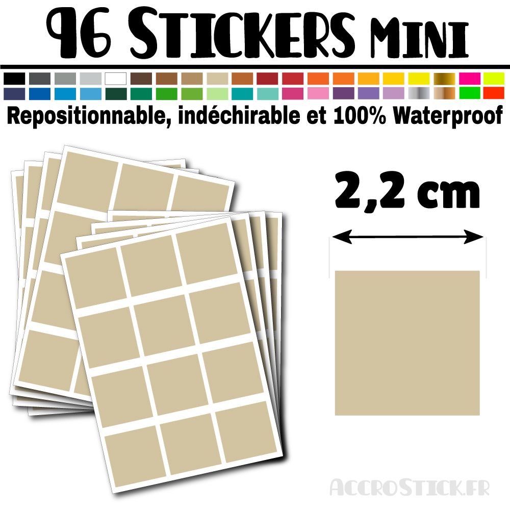 96 Carrés 2,2 cm - Stickers mini gommettes 96 Carrés 2,2 cm - Stickers mini gommettes