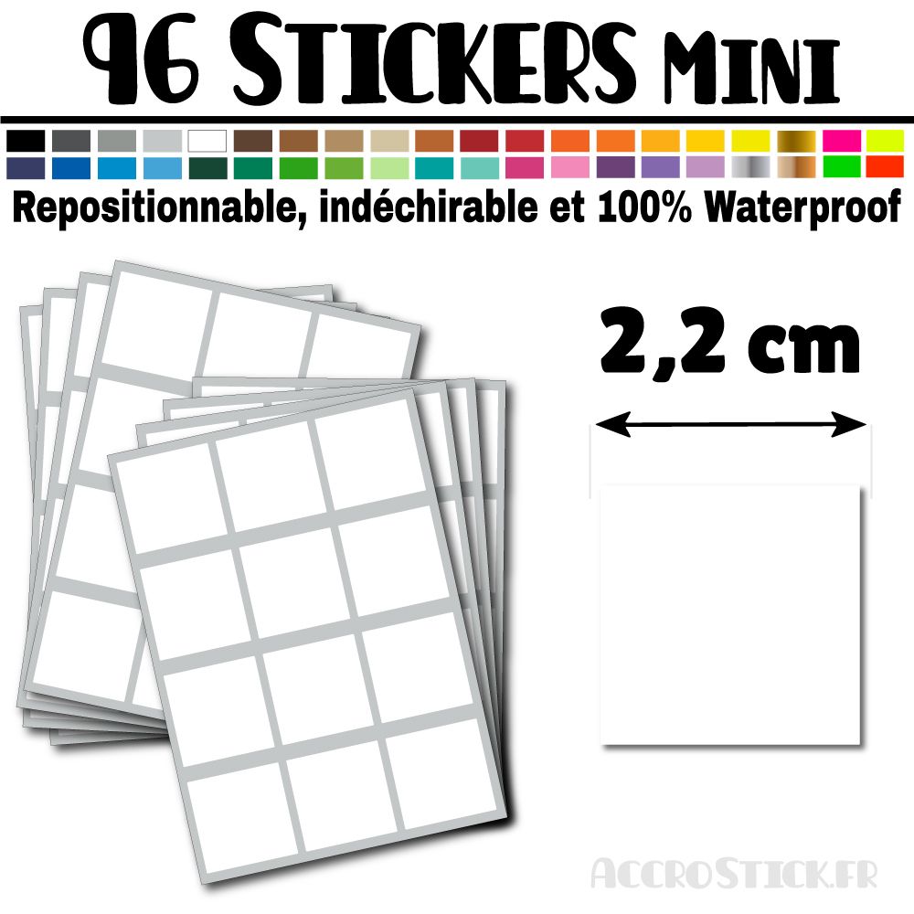 96 Carrés 2,2 cm - Stickers mini gommettes 96 Carrés 2,2 cm - Stickers mini gommettes